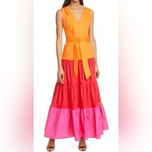Milly Nicola Tiered Color-Block Dress